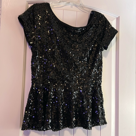 Black sequined peplum top - Picture 1 of 3